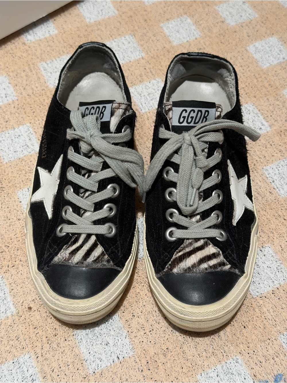Golden Goose Black Star Low-Top Sneakers with Zebra Panel
